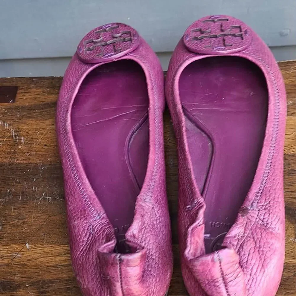 Tory Burch Burgundy Reva Leather Flats size 8 1/2M